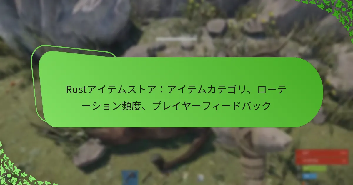 Rustアイテムストア：アイテムカテゴリ、ローテーション頻度、プレイヤーフィードバック