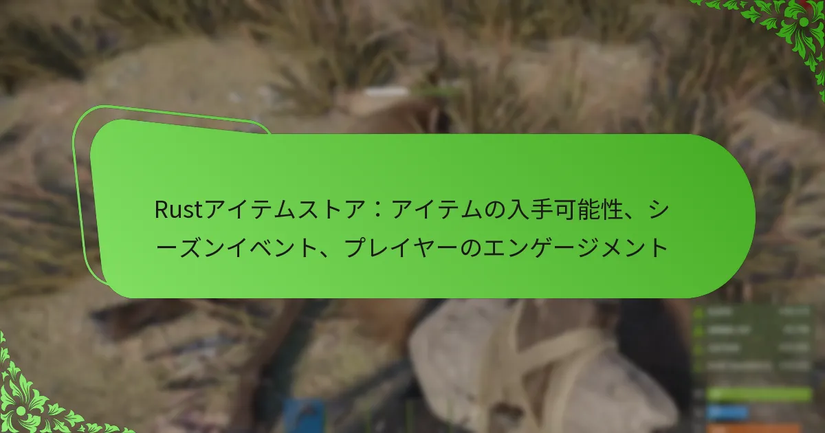 Rustアイテムストア：アイテムの入手可能性、シーズンイベント、プレイヤーのエンゲージメント