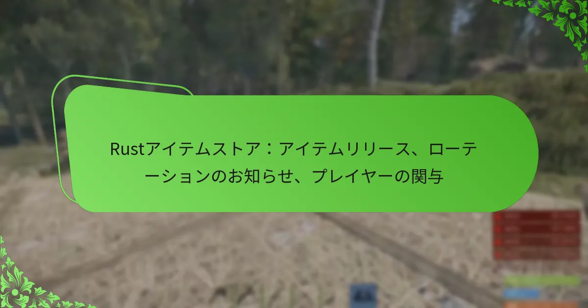 Rustアイテムストア：アイテムリリース、ローテーションのお知らせ、プレイヤーの関与