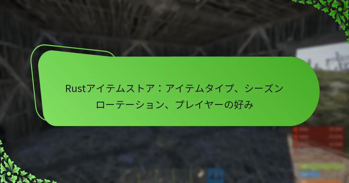 Rustアイテムストア：アイテムタイプ、シーズンローテーション、プレイヤーの好み