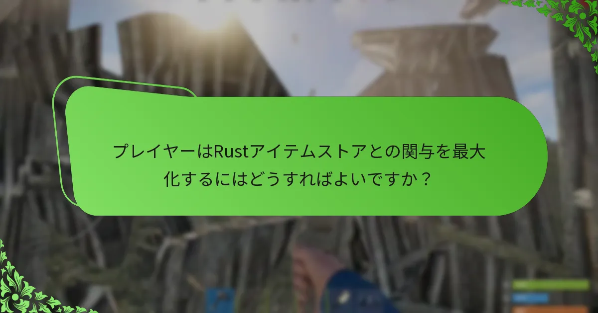 プレイヤーはRustアイテムストアとの関与を最大化するにはどうすればよいですか？