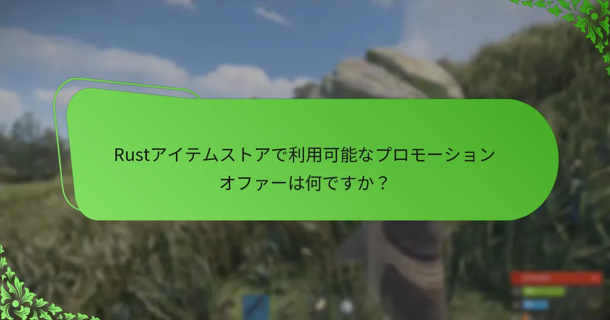 Rustアイテムストアで利用可能なプロモーションオファーは何ですか？