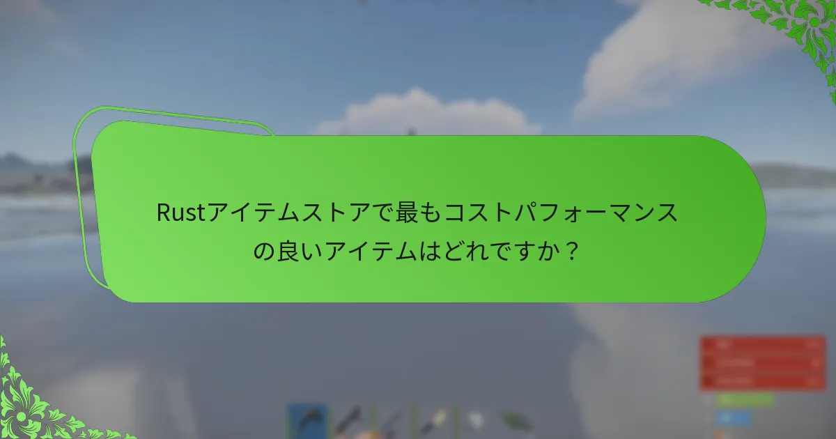 Rustアイテムストアで最もコストパフォーマンスの良いアイテムはどれですか？