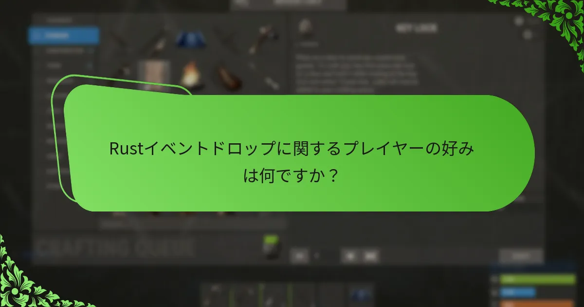 Rustイベントドロップに関するプレイヤーの好みは何ですか？