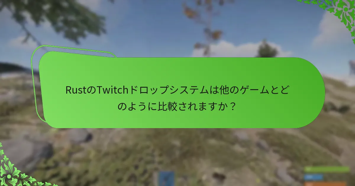 RustのTwitchドロップシステムは他のゲームとどのように比較されますか？
